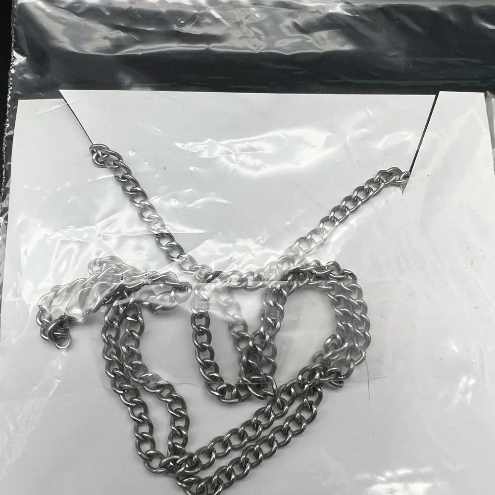 Cross Necklace- Black & Silver Tone 24” Chain- Lobster Claw Clasp